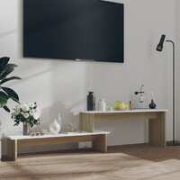  TV Cabinet Sonoma Oak and White 180x30x43 cm Engineered Wood
