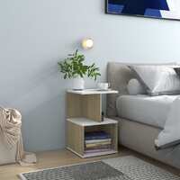  Bedside Cabinets 2pcs White and Sonoma Oak 35x35x55cm Engineered Wood