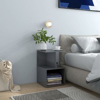  Bedside Cabinet High Gloss Grey 35x35x55 cm Engineered Wood