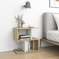  Bedside Cabinets 2pcs White and Sonoma Oak 50x30x51.5cm Engineered Wood
