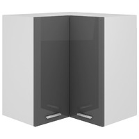  Hanging Corner Cabinet High Gloss Grey 57x57x60 cm Engineered Wood