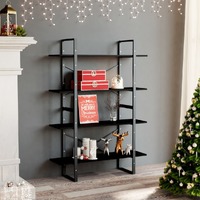  4-Tier Book Cabinet Black 100x30x140 cm Solid Pine Wood