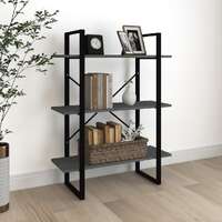  3-Tier Book Cabinet Grey 80x30x105 cm Solid Pine Wood