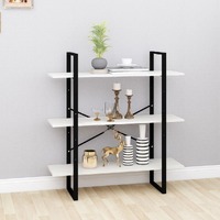  3-Tier Book Cabinet White 100x30x105 cm Solid Pine Wood