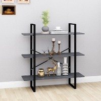  3-Tier Book Cabinet Grey 100x30x105 cm Solid Pine Wood
