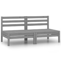  Garden Middle Sofas 2 pcs Grey Solid Pinewood
