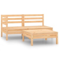  3 Piece Garden Lounge Set Solid Pinewood