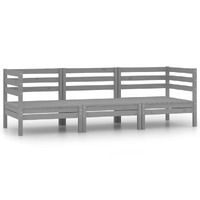  3 Piece Garden Lounge Set Solid Pinewood Grey
