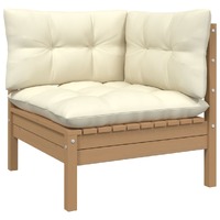  Garden Corner Sofa with Cushions Honey Brown Solid Pinewood