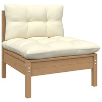  Garden Middle Sofa with Cushions Honey Brown Solid Pinewood