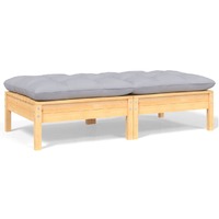  2-Seater Garden Sofa with Grey Cushions Solid Pinewood