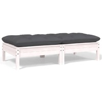  2-Seater Garden Sofa with Cushions White Solid Pinewood