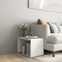  Side Table White 59x36x38 cm Engineered Wood