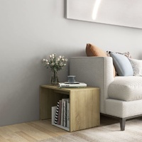  Side Table White and Sonoma Oak 59x36x38 cm Engineered Wood
