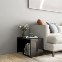  Side Table High Gloss Grey 59x36x38 cm Engineered Wood