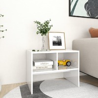  Side Table High Gloss White 60x40x45 cm Engineered Wood