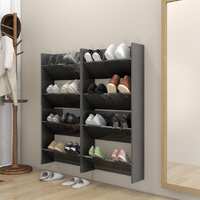  Wall Shoe Cabinets 4 pcs High Gloss Grey 60x18x60 cm Engineered Wood