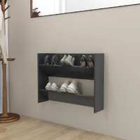  Wall Shoe Cabinet Grey 80x18x60 cm Engineered Wood