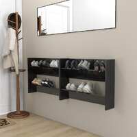  Wall Shoe Cabinets 2 pcs High Gloss Black 80x18x60 cm Engineered Wood