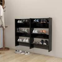 Wall Shoe Cabinets 2 pcs Black 60x18x90 cm Engineered Wood