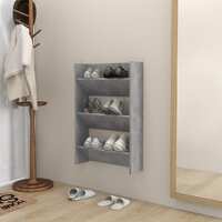  Wall Shoe Cabinet Concrete Grey 60x18x90 cm Engineered Wood