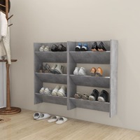  Wall Shoe Cabinets 2 pcs Concrete Grey 60x18x90 cm Engineered Wood