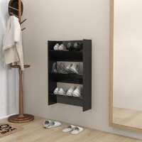  Wall Shoe Cabinet High Gloss Black 60x18x90 cm Engineered Wood