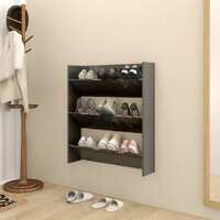  Wall Shoe Cabinet High Gloss Grey 80x18x90 cm Engineered Wood
