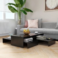  Nesting Coffee Table Set High Gloss Black 100x100x26.5 cm