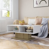  Coffee Table White and Sonoma Oak 103.5x50x44.5 cm Engineered Wood