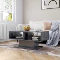  Coffee Table High Gloss Grey 103.5x50x44.5 cm Engineered Wood