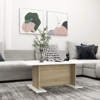  Coffee Table White and Sonoma Oak 103.5x60x40 cm Engineered Wood