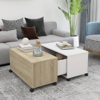  Coffee Table White and Sonoma Oak 75x75x38 cm Engineered Wood