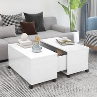  Coffee Table High Gloss White 75x75x38 cm Engineered Wood