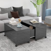  Coffee Table High Gloss Grey 75x75x38 cm Engineered Wood