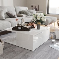  Coffee Table High Gloss White 80x80x31 cm Engineered Wood