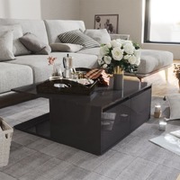  Coffee Table High Gloss Grey 80x80x31 cm Engineered Wood