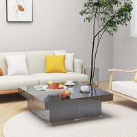 Coffee Table High Gloss Grey 90x90x28 cm Engineered Wood