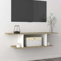  Wall Mounted TV Cabinet White and Sonoma Oak 103x30x26.5 cm