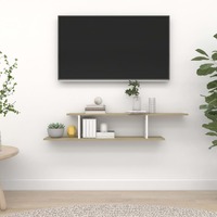  Wall-Mounted TV Shelf White &amp; Sonoma Oak 125x18x23 cm Engineered Wood