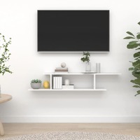  Wall-Mounted TV Shelf High Gloss White 125x18x23 cm Engineered Wood