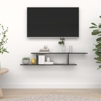  Wall-Mounted TV Shelf High Gloss Black 125x18x23 cm Engineered Wood
