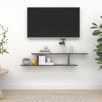  Wall-Mounted TV Shelf High Gloss Grey 125x18x23 cm Engineered Wood