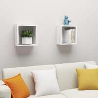  Wall Cube Shelves 2 pcs White 30x15x30 cm