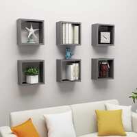  Wall Cube Shelves 6 pcs Grey 30x15x30 cm
