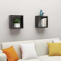  Wall Cube Shelves 2 pcs High Gloss Black 30x15x30 cm