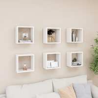  Wall Cube Shelves 6 pcs White 26x15x26 cm
