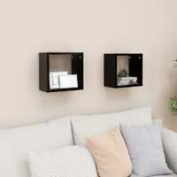  Wall Cube Shelves 2 pcs Black 26x15x26 cm