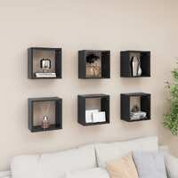  Wall Cube Shelves 6 pcs Grey 26x15x26 cm