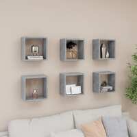  Wall Cube Shelves 6 pcs Concrete Grey 26x15x26 cm